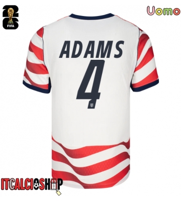 Stati Uniti Tyler Adams #4 Prima Maglia Mondiali 2026 Manica Corta